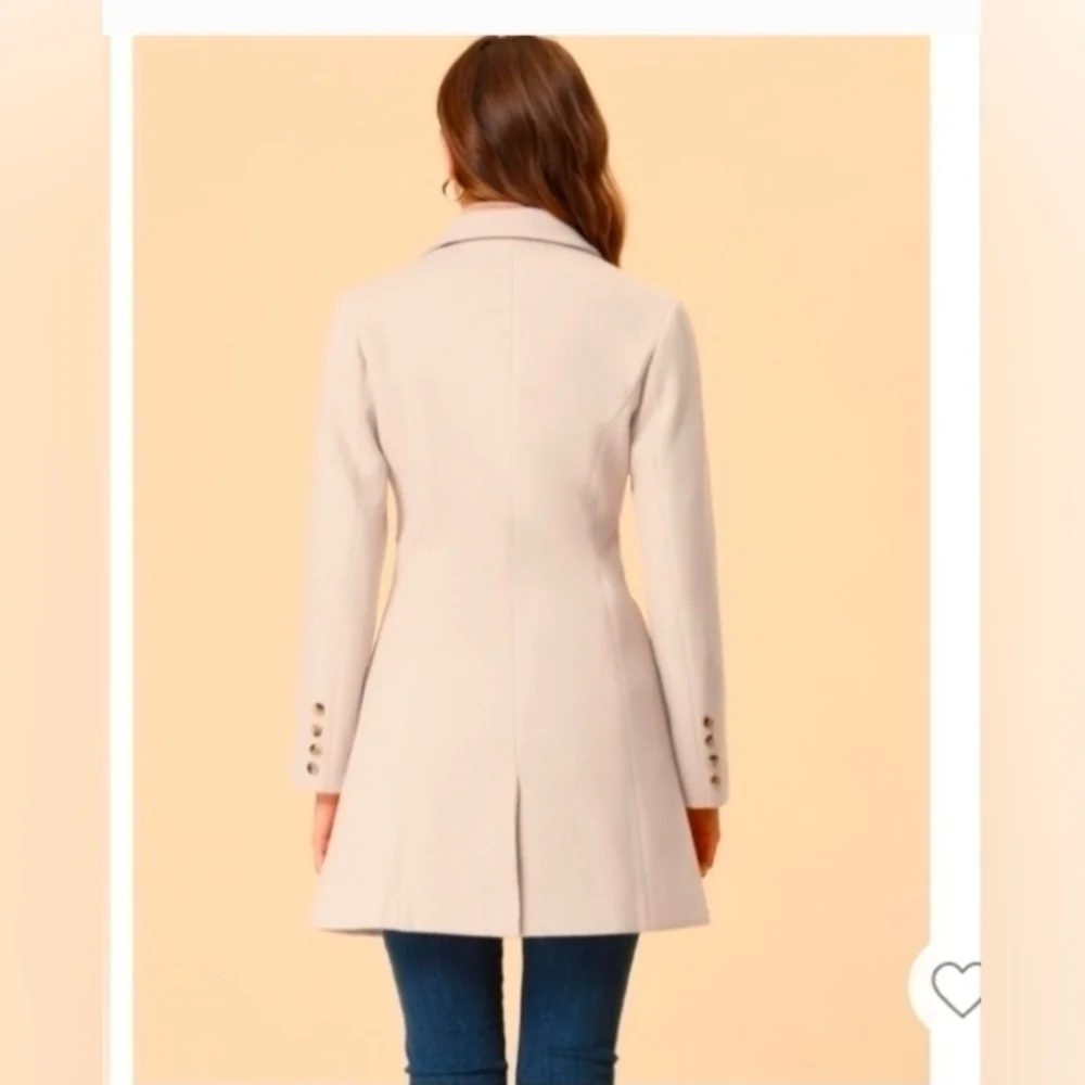 Allegra K Women's Notched Lapel Single Breasted Long Sleeve Winter Coats